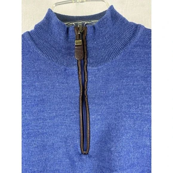 ORVIS Merino Wool Sweater 1/4 Zip Men's Top Leather Base Layer Outdoors Prep - Picture 5 of 11